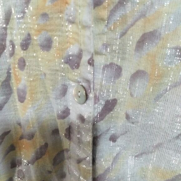 Alfred Dunner Gauze Cotton Metallic Bottondown Shirt Blouse Top 16 W. 3/4 Sleeve - Picture 3 of 10